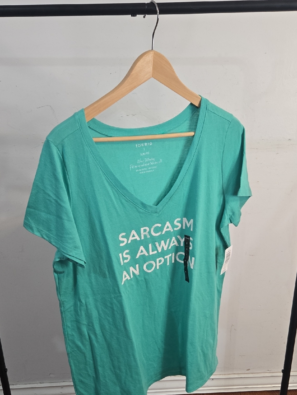 torrid Teal V-Neck Graphic Tee - White Lettering